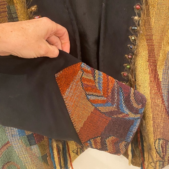 Duo Designs Vintage Southwestern Faux Suede Tapestry Jacket Size Medium Aztec - Picture 7 of 8